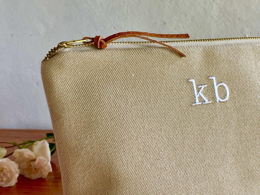 Personalized Makeup Bag Bridesmaid Gift, Bridal Party Gift For Friend, Her, Canvas Wedding Gift Natural Makeup Bag