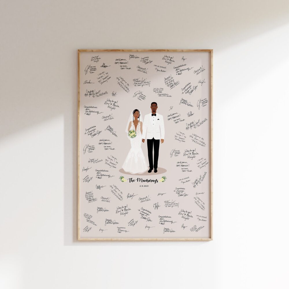 Wedding Guest Book Alternative, Couple Portrait Print Or Canvas For Guest Signatures