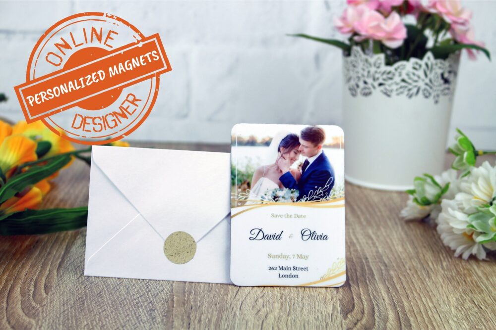 Wedding Save The Date Magnet + Envelope Online Photo Designer, Custom Magnets, Personalized Romantic Picture Theme Magnets