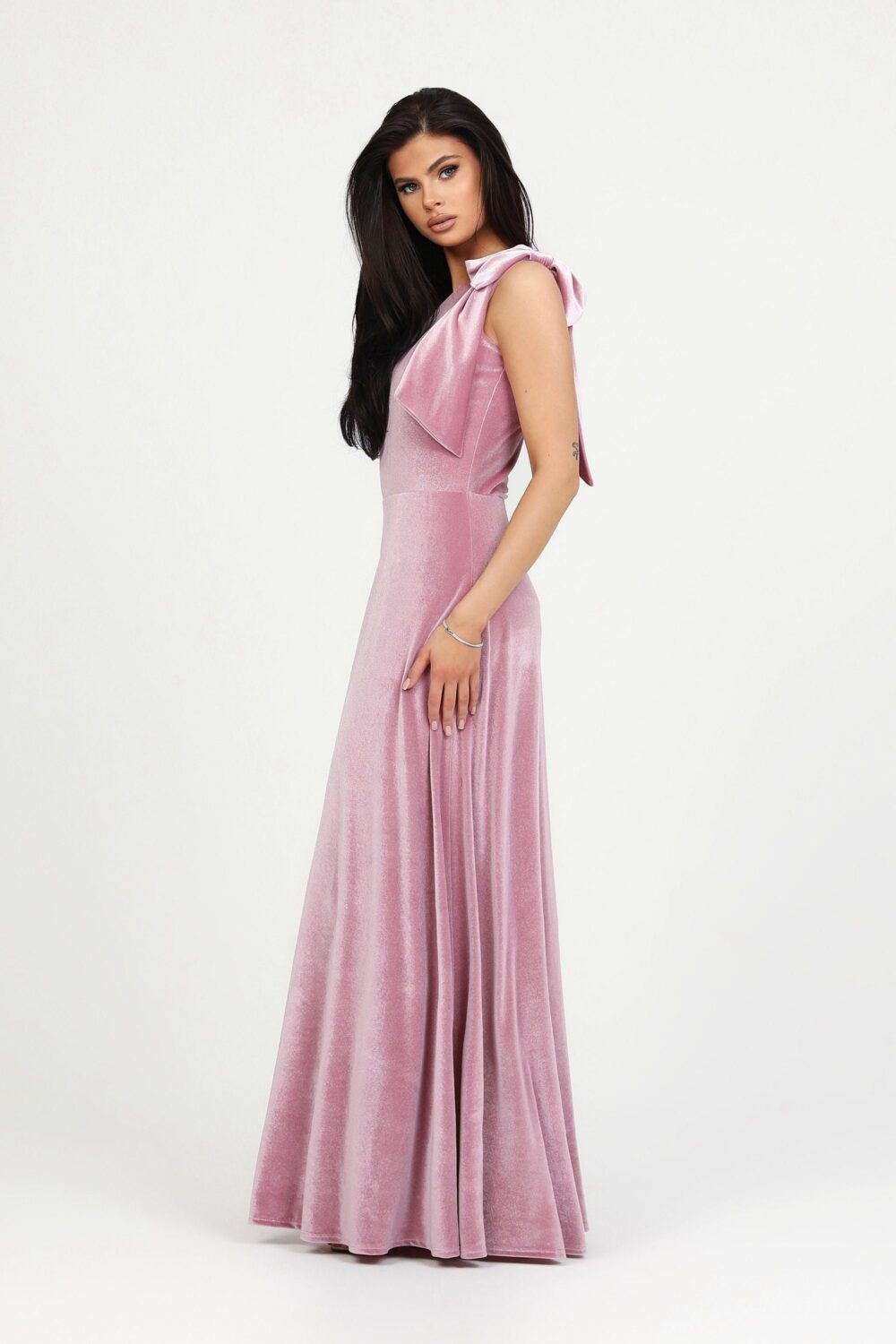 Wedding Velvet Dress, One Shoulder Bridesmaid Wedding Guest Formal Dress