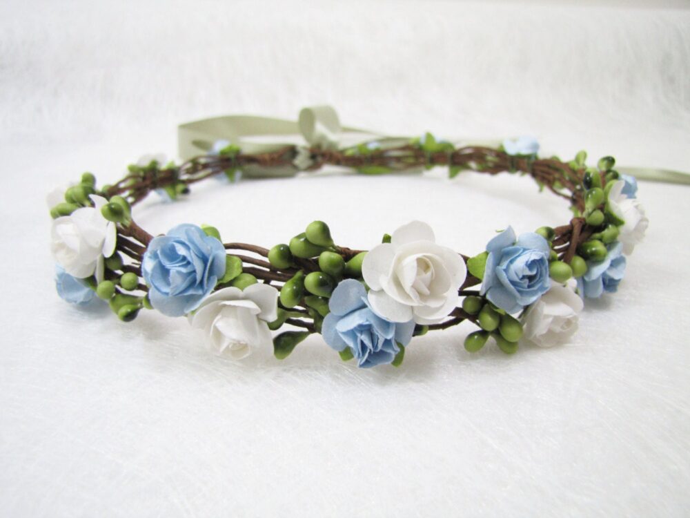 Wedding Floral Crown, Two Flower Colors Headband, Head Wreath, Bridesmaid Girls Crown
