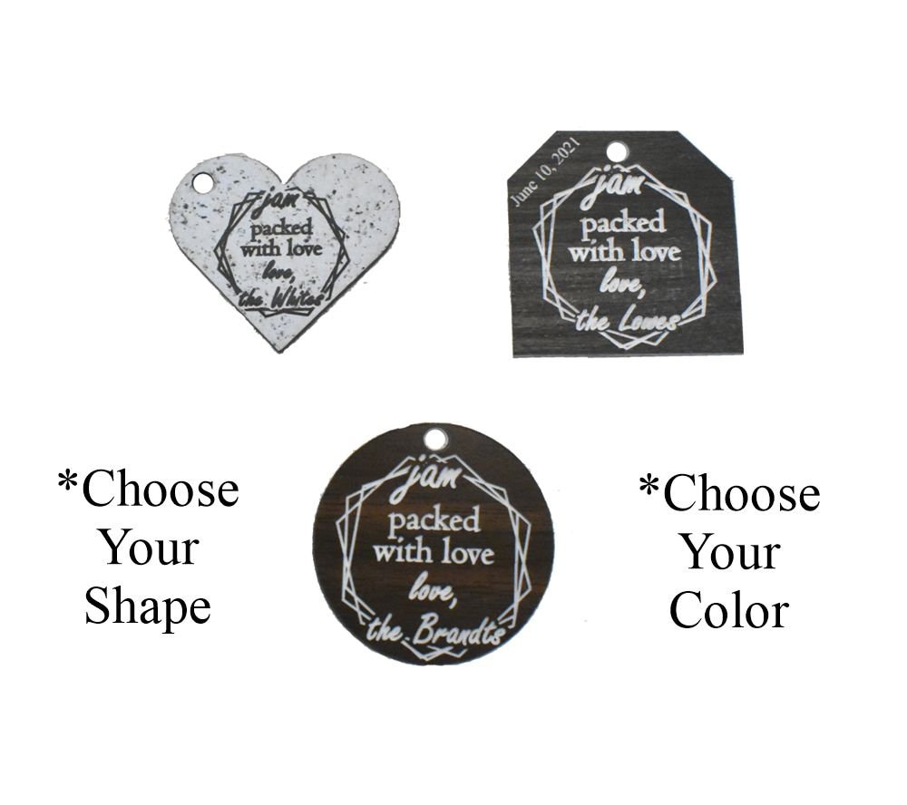 Custom Wedding Jam Favor Tags - Mini Thank You Hang Packed Acrylic Tags For Guests in Bulk - Cheap Favors