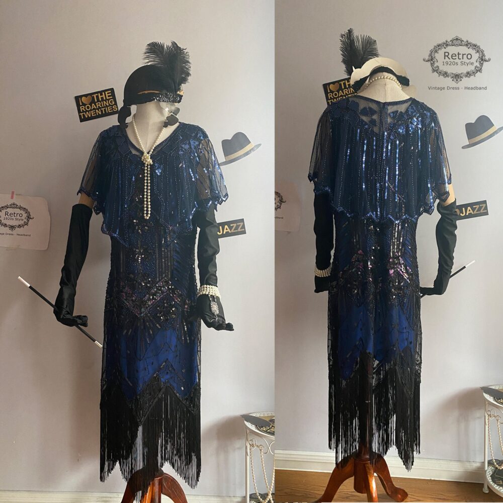 Plus Size Roaing Arc Deco 1920S Women's Gatsby Costume Flapper Dresses V Neck Fringed Dress Sequin Beaded Embroidered Wedding Gown & Capelet