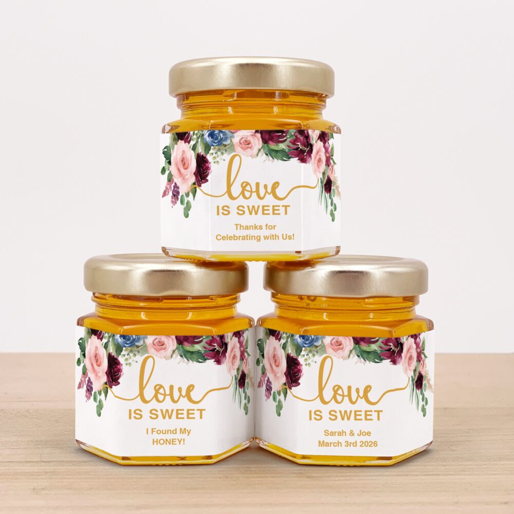 Honey Wedding Favors, Bee Themed Bridal Shower, Shower Mini Jar Love Is Sweet Favor
