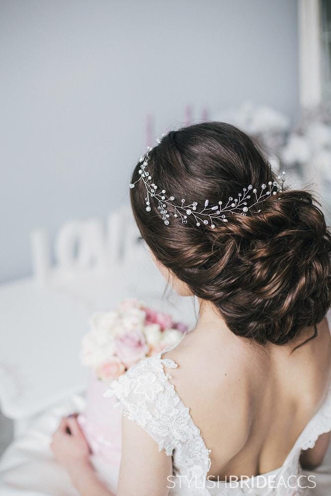 Wedding Hair Vine Crystal & Pearl, Accessories, Engagement Jewelry, Prom