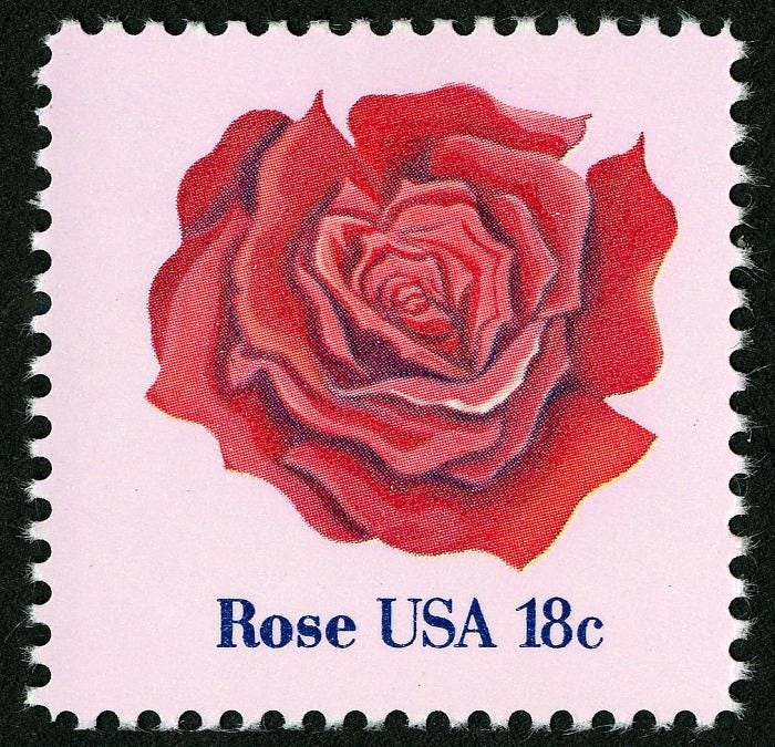 5x Red Roses Pink Flowers Wedding Invitations 1981 18C Unused Postage Stamps Free Shipping #1 Source With The Best Prices On Vintage