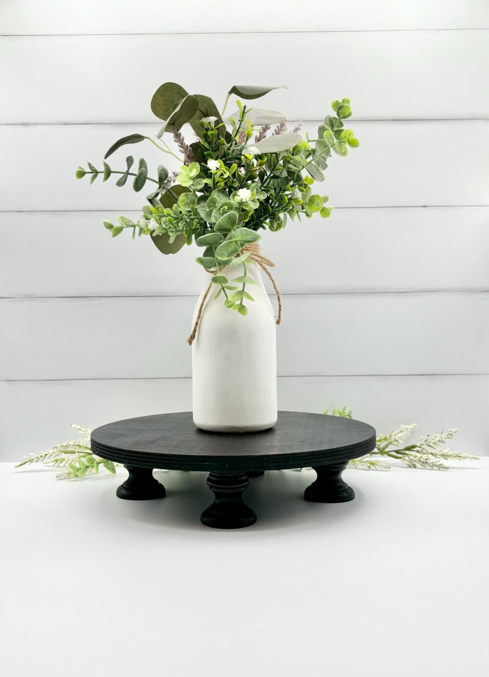 Black Cake Stand 10" Wedding Stand, Riser, Platform, Farmhouse Rustic Country Wedding, Hand Painted Wood