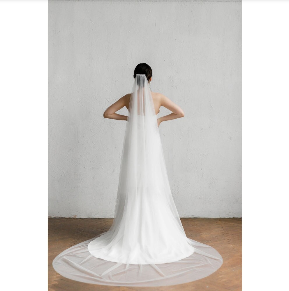 Wedding Veil, Bridal Veil. Chapel Length Wedding Long Elegant Tulle Simple White Veil