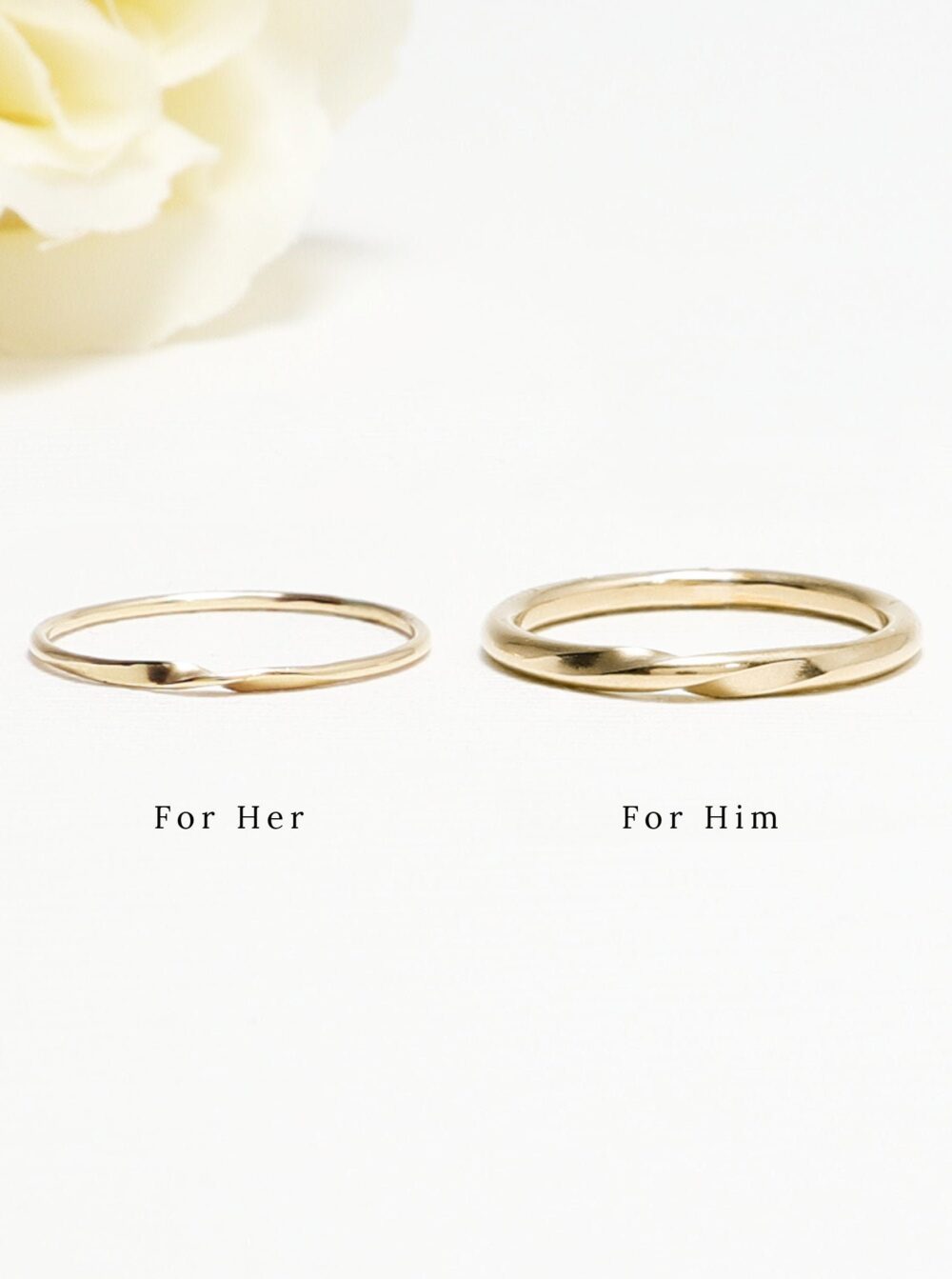 Matching Mobius Gold Ring Set For Couple, 1mm, 2mm, Promise Ring, Silver Couple Wedding Band Set, Engagement | Eternal Rings