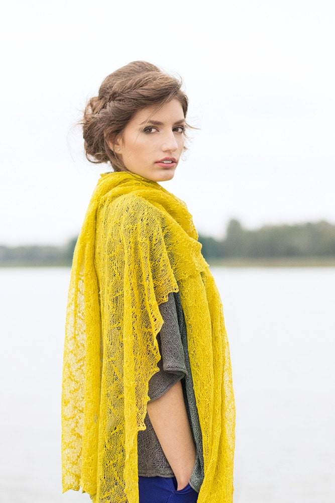 Linen Mustard Shawl Boho Wedding Scarf Lace Bridesmaid Gift Misted Yellow Cover Up Saffron Bright Wrap Knitted Chartreause Stole