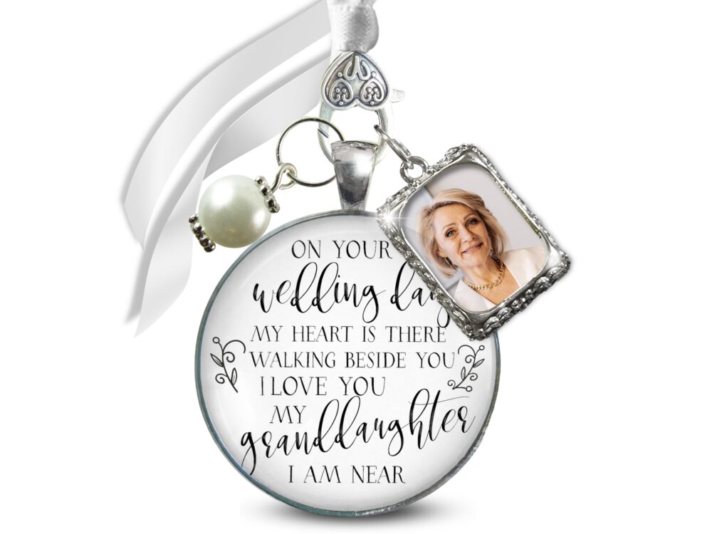 Bouquet Photo Charm For Bride | Wedding Gift Memory Of Grandparent Frame Pendant Keepsake From Mom, Grandma 1-Day Service