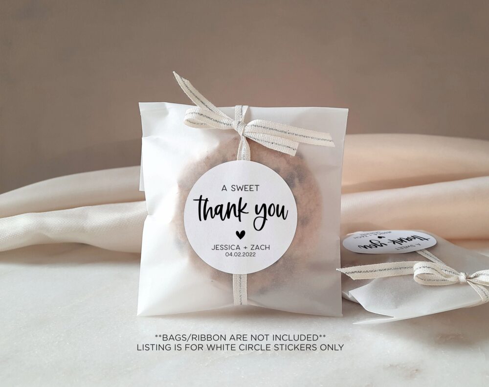 A Sweet Thank You Wedding Favor Stickers, Label, Treat Bag Stickers For Favors, Bulk Favors