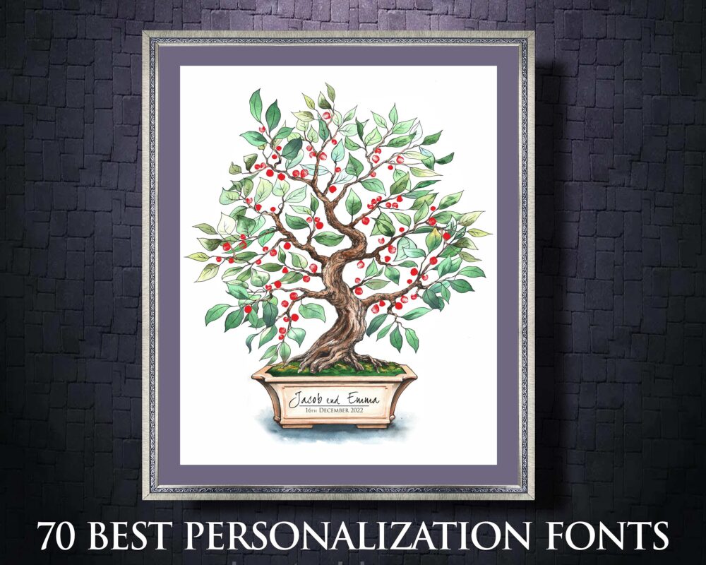 Wedding Guest Book Alternative Tree Dwarf Cherry Thumbprint Print Fingerprint Guestbook Unique Signature Idea