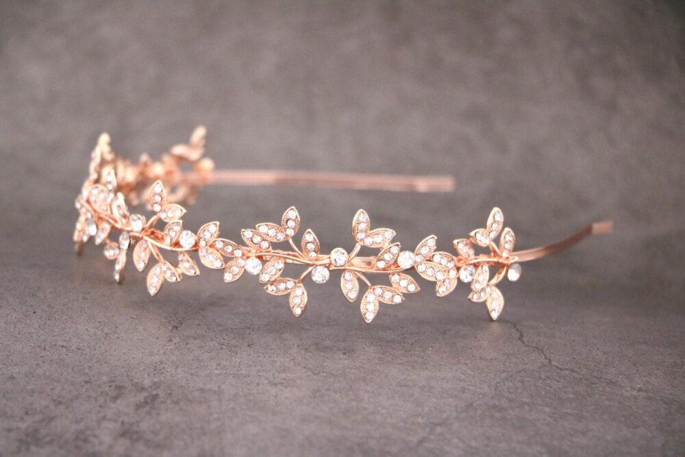 Wedding Headband Headpiece Rose Gold Wedding Tiara Rhinestone Crystal Gold Bridal Hair Cown