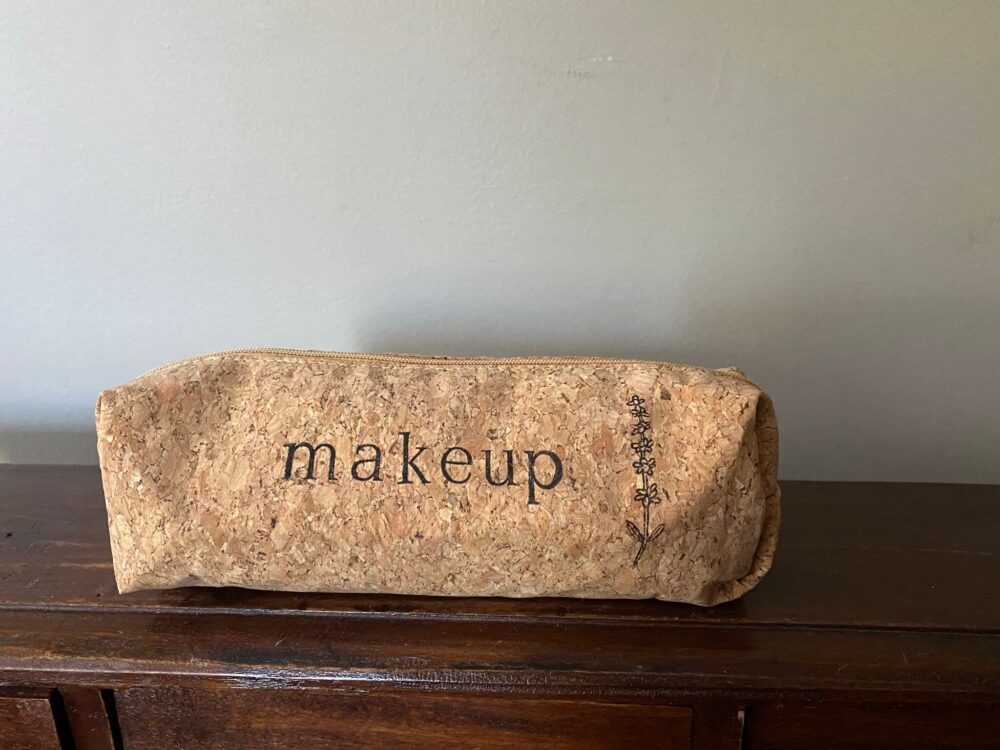 Cork Makeup Bag. Simple, Eco Friendly, & Trendy Minimalist Essentials Purse Sized Cosmetic
