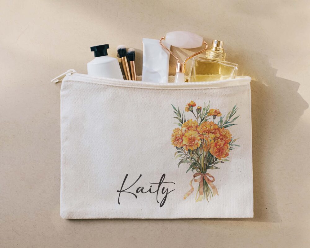 Personalized Canvas Makeup Bag, Cosmetic Birthday Gift For Her, Gift Mother, Bridesmaid Gift, Wedding Gift, Gifts Friend, 193-Cc