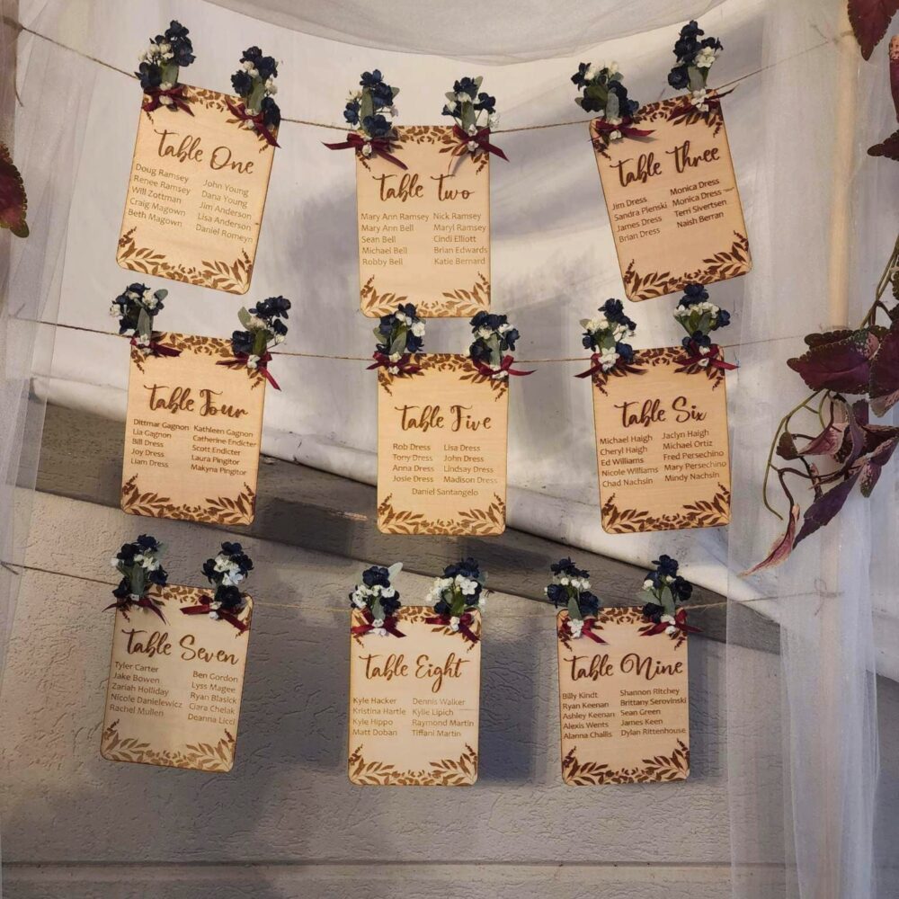 Rustic Charm Handmade Wooden Wedding Seating Chart Place Cards With Custom Laser Engraving - Decorations
