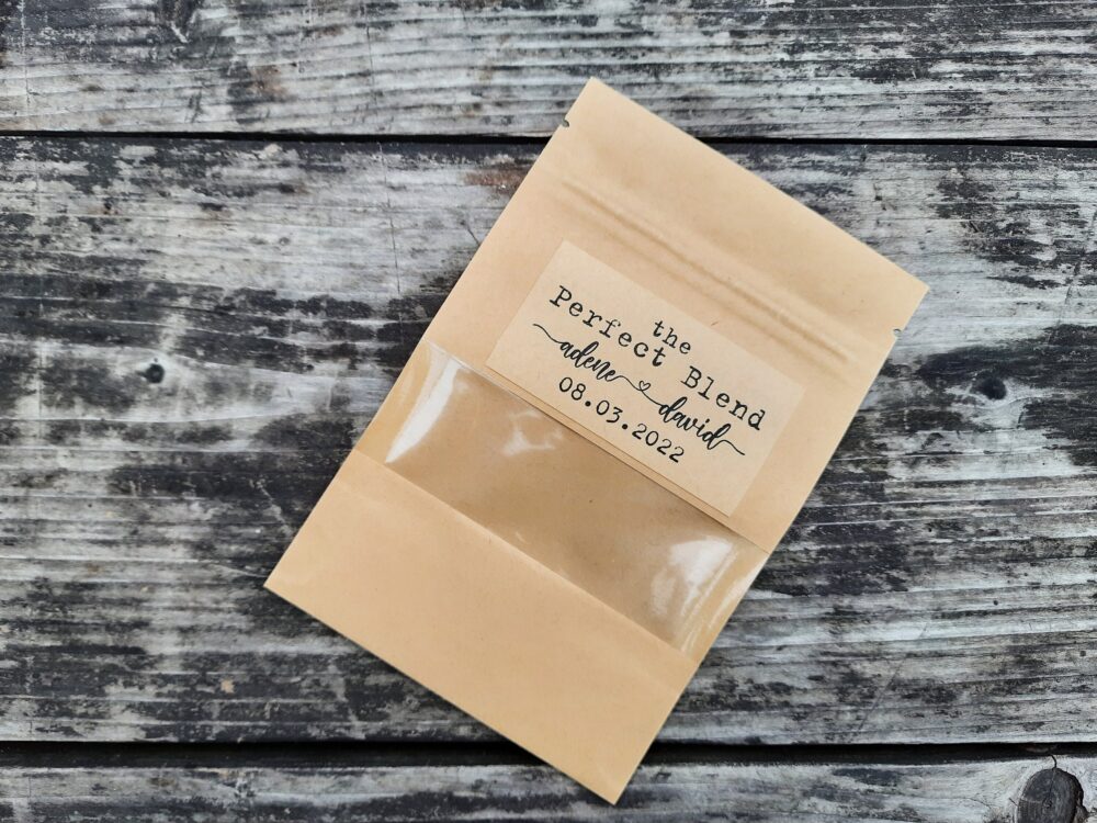 Coffee Wedding Favor Bag The Perfect Blend Personalized Bean Bridal Shower Cocoa Favors 3.5x5.5
