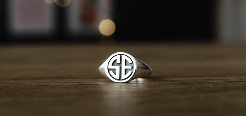 Signet Ring With Initials, Silver Pinky Ring, Personalized Rings, Monogram Initials Letter Personalised