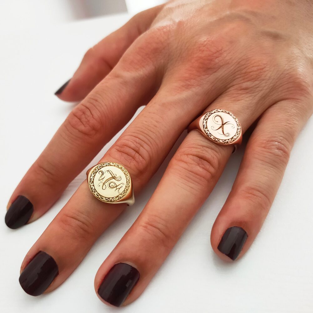 Initial Ring, Monogram Silver Signet Fingertip Pinky Rings Women, Thumb For Women