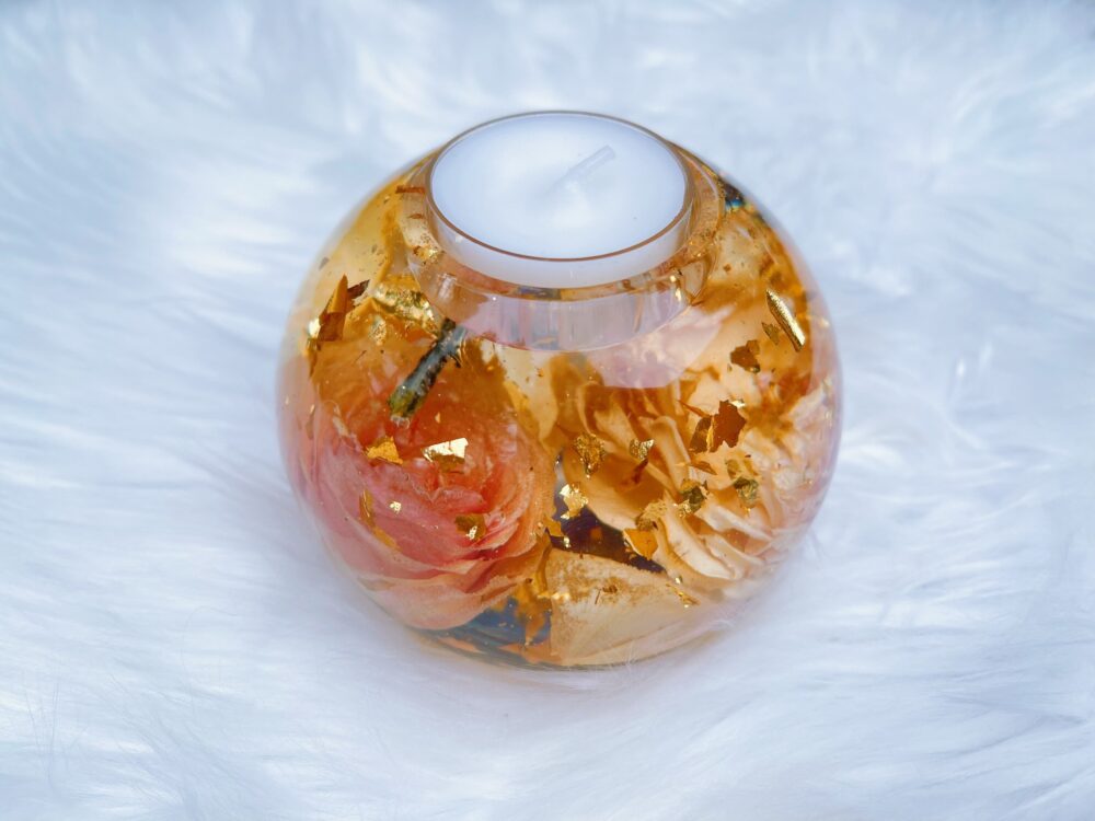 Candle Holder | Wedding Bouquet Preservation |Modern Dried Flower Art Flowers in Resin