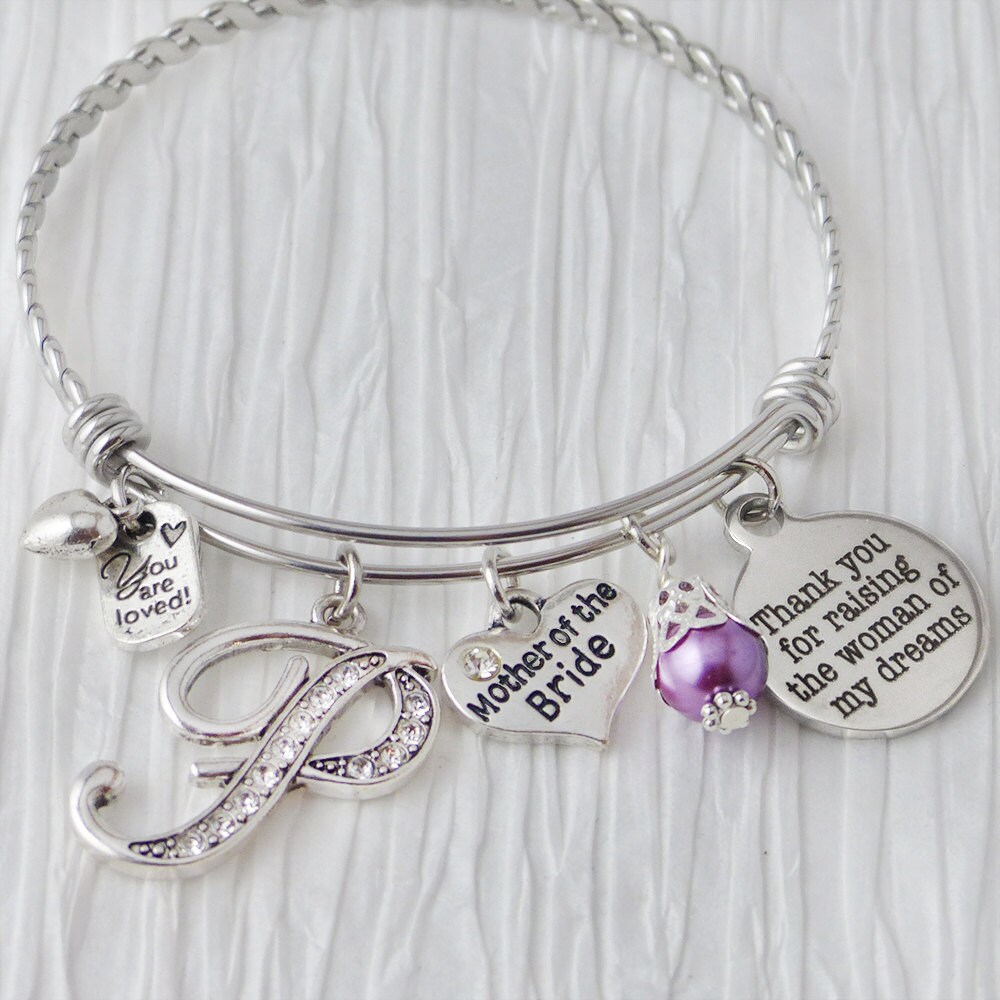 Mother Of The Bride Gift-Wedding Bracelet-Thank You Gift-Bridal Party Jewelry-Expandable Bangle Bracelet-Mother From Groom-Mob Gift