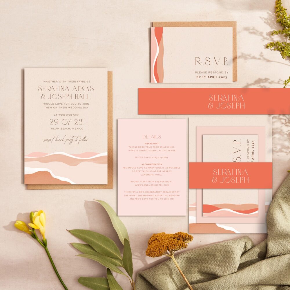 Custom Wedding Invitations - Beach Summer Invites Palm