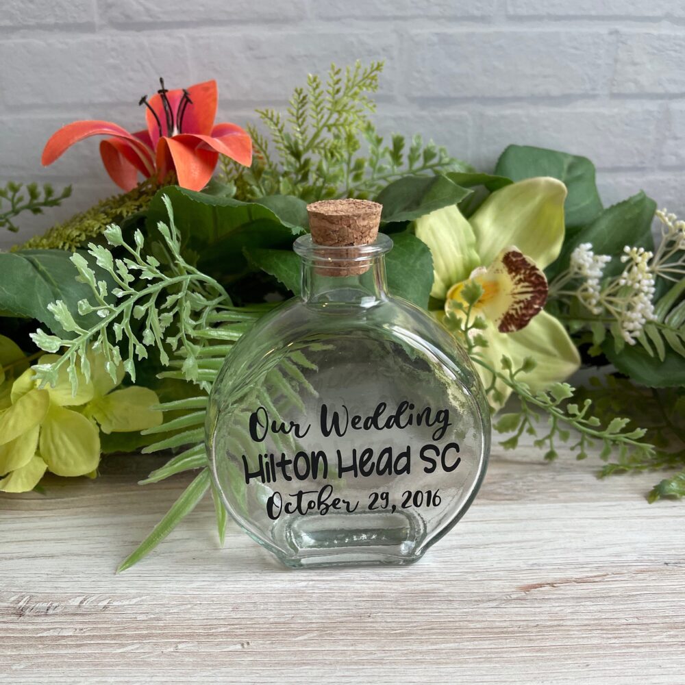 Wedding Sand Jar, Holder, Keepsake Anniversary Keepsake, Bridal, Gift, Beach Vacation, Honeymoon, 175Ml Glass Round Bottle, Cork