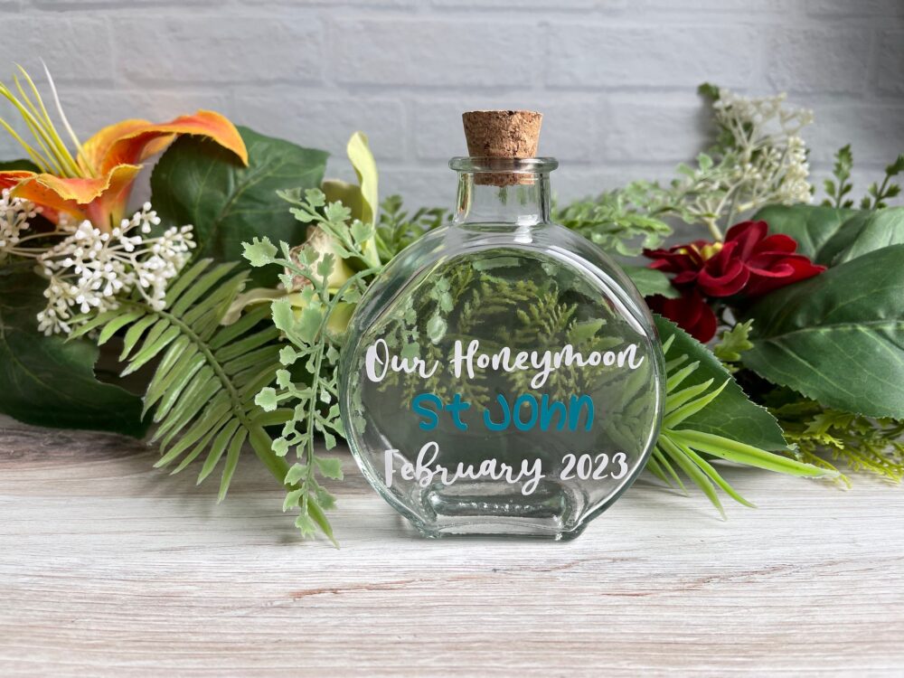 Wedding Sand Jar, Holder, Keepsake Anniversary Keepsake, Bridal, Gift, Beach Vacation, Honeymoon, 175Ml Glass Round Bottle, Cork