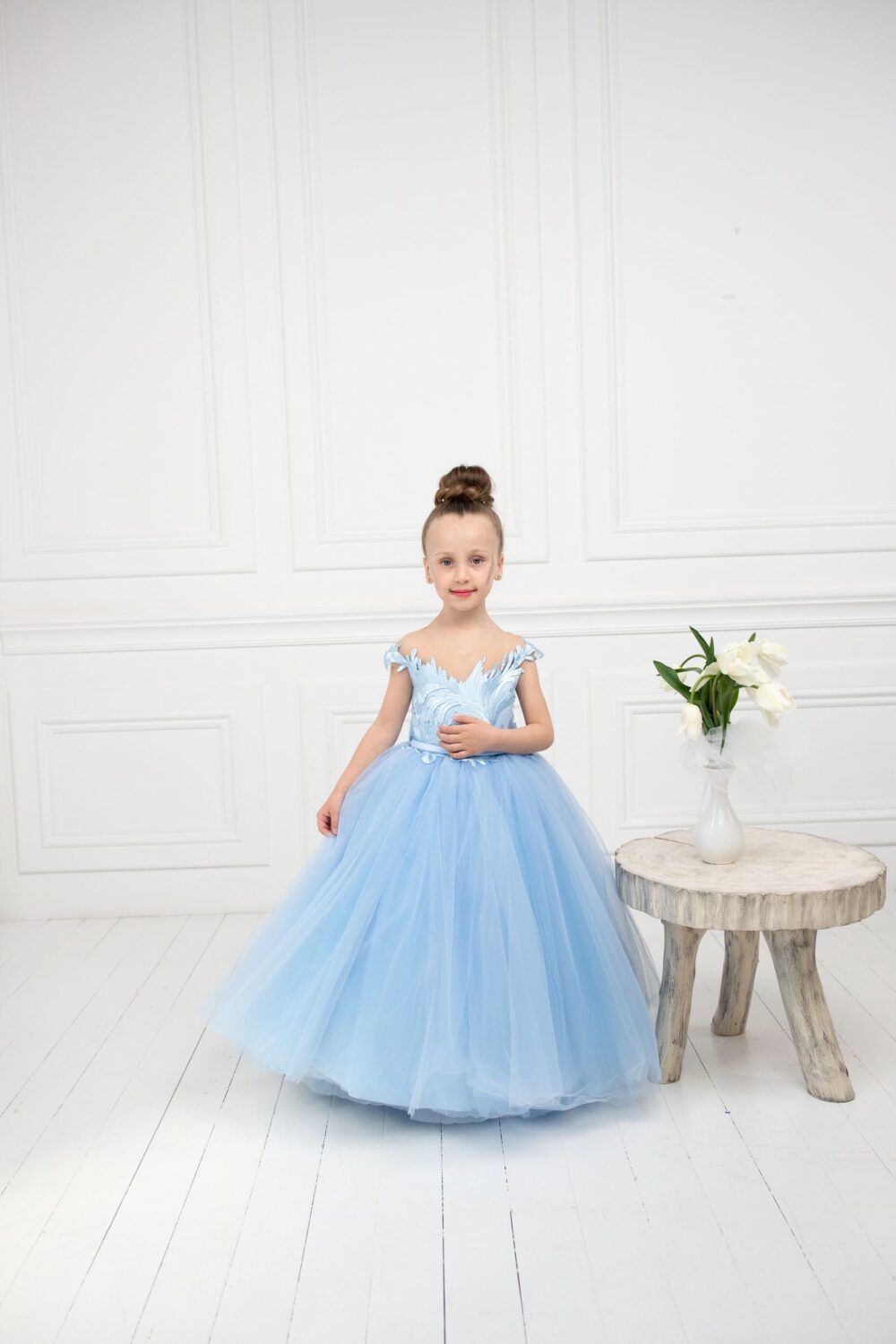 Blue Flower Girl Dress, Baby Flower Dress Tulle, Toddler Dress, Tutu Girl Wedding