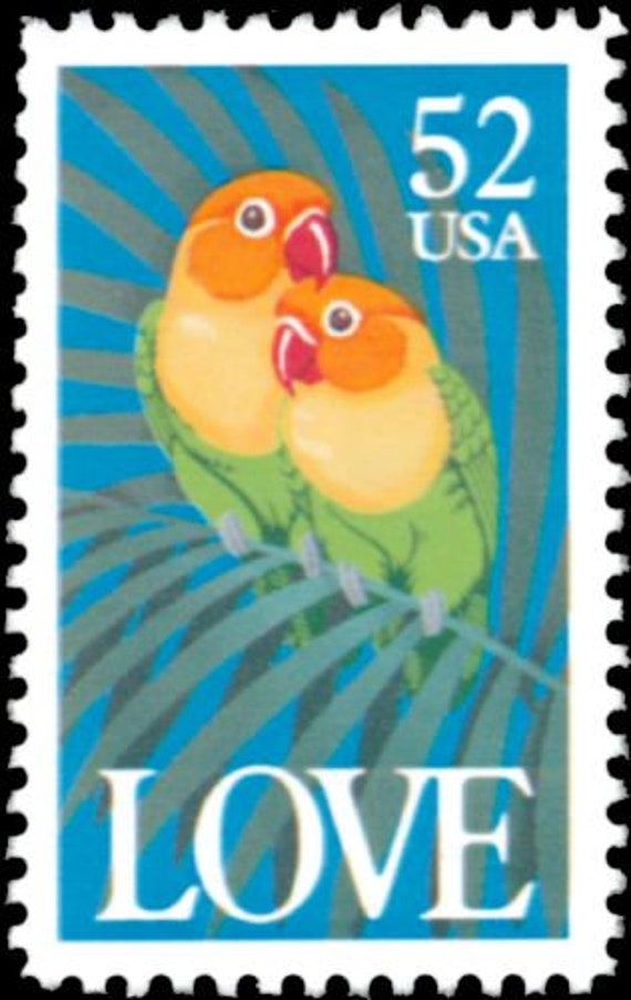 4x Love Birds Parrots Wedding Save The Date Engagement 1991 52C Unused Postage Stamp Free Shipping #1 Source Best Prices On Vintage Stamps