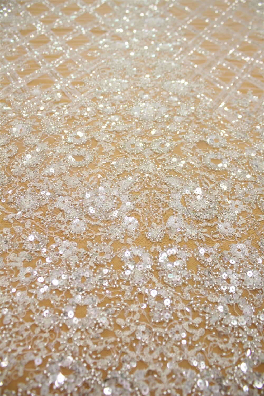 3D Beaded Lace Fabric, Diy Prom Dress Wedding Gown Lace, Tulle Embroidery Sequin Beads Fabric By The Yard