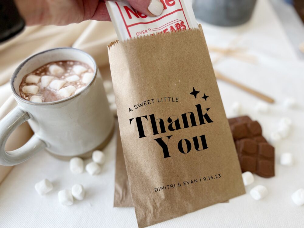 Winter Wedding Decorations, Thank You Favors Perfect For Hot Cocoa, Fresh Baked Cookies Or Chocolate - A Wedding Guest Favorite Sets Of 25