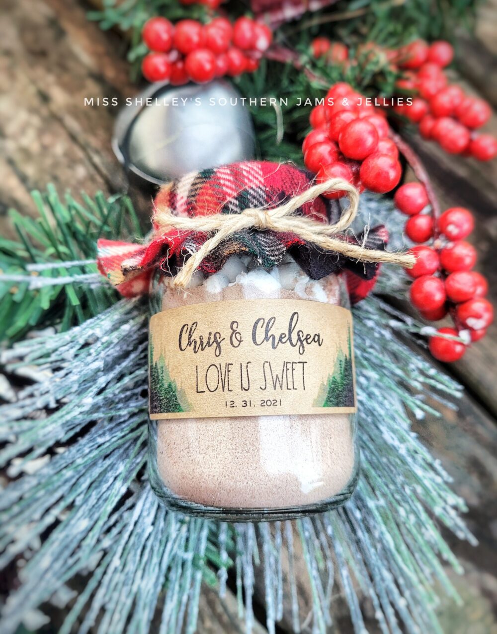 Winter Wedding Favor, 100 | 4Oz Personalized Hot Chocolate Rustic Favors, Edible Holiday Favor Cocoa