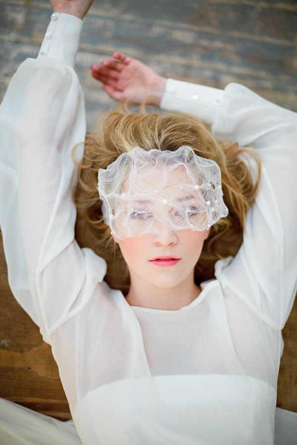 Unconventional Veil, Crinoline, Beaded Birdcage, Face Cover, For A Bride With Exceptional Style, Stylish Headpiece