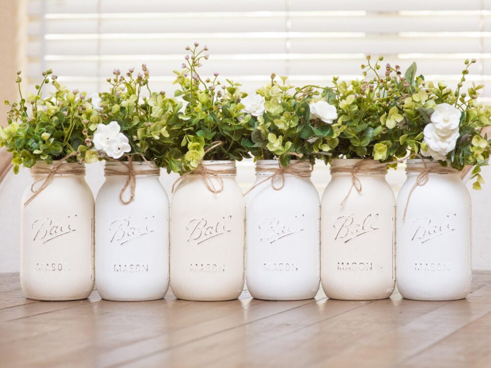 6 Pcs Wedding Centerpieces For Tables Flowers Rustic Elegant, Bulk Mason Jar Centerpieces, Vase Centerpiece, Flower Holder