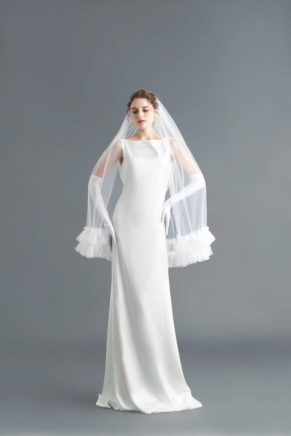 Wedding Veil/ Fingertip Veil /One Tier/Bridal Ruffle Short Gift For Bride Ooa20