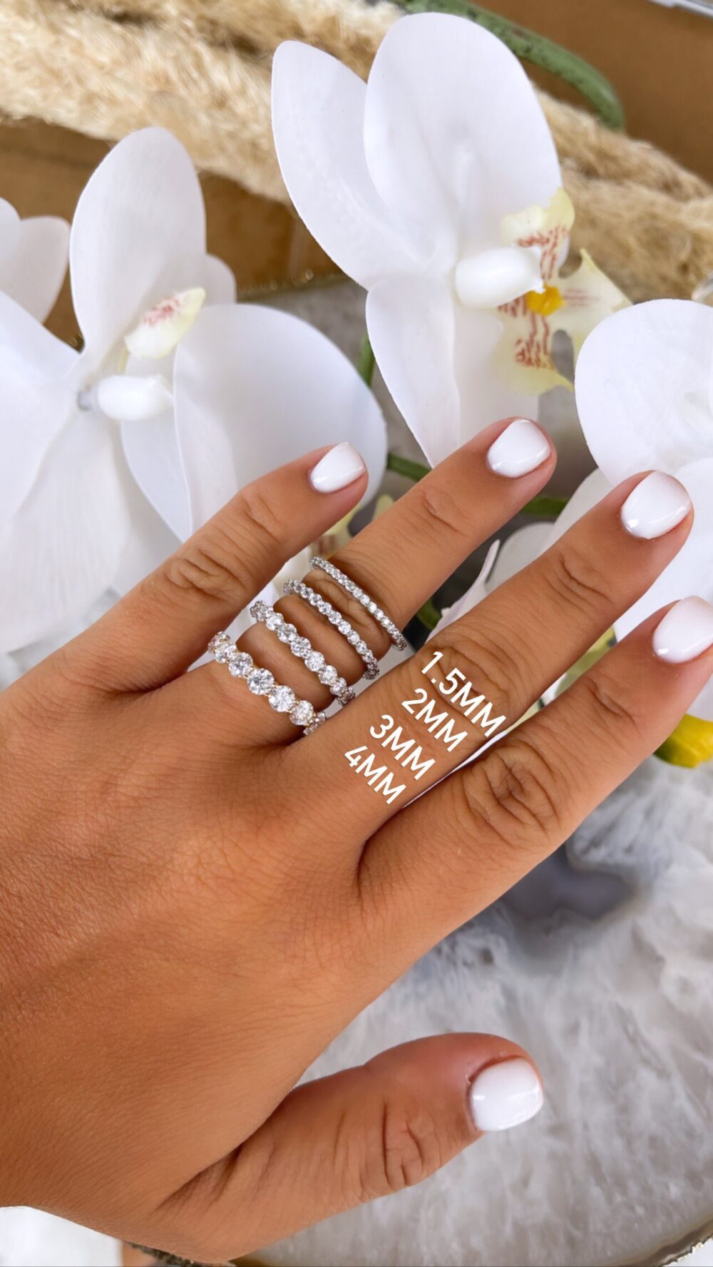 14K Solid Gold Round Cut Moissanite Eternity Bands | Def Colorless Wedding 1.5mm 2mm 3mm 4mm