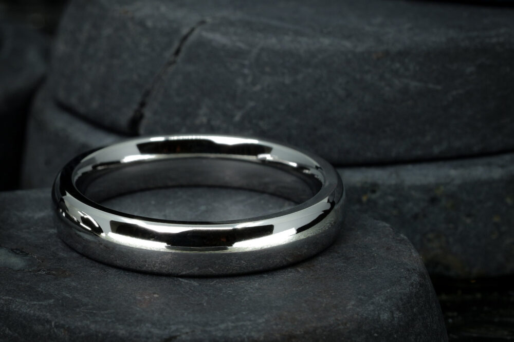 Minimal Domed Cobalt Unisex Ring "The Mcqueen" 4mm. Slight Dome With Comfort Fit. Brushed Or Polished Finish. Eco-Friendly