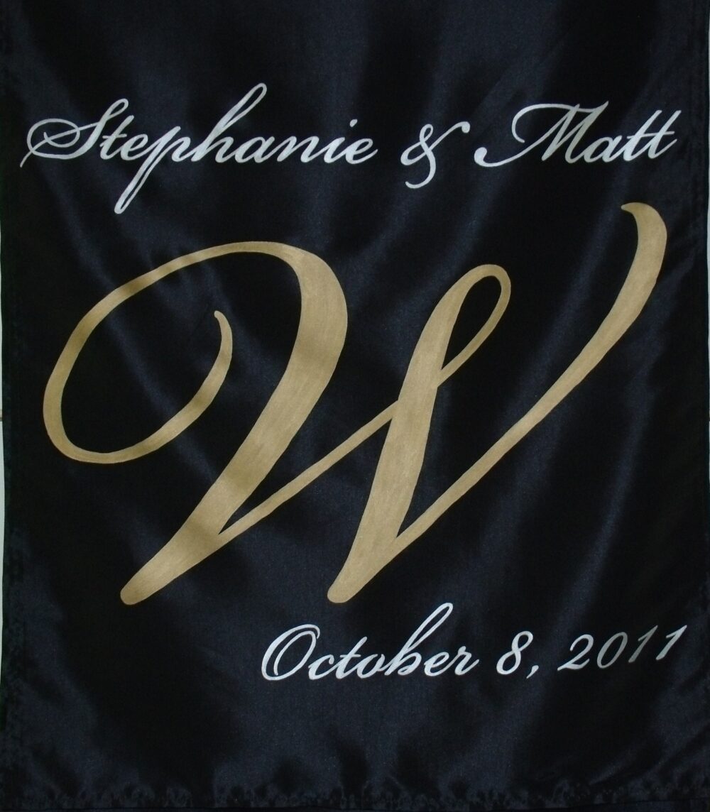 Custom Wedding Sign Banner Personalized Monogram Decor Fabric Ceremony Head Table Just Married Runner