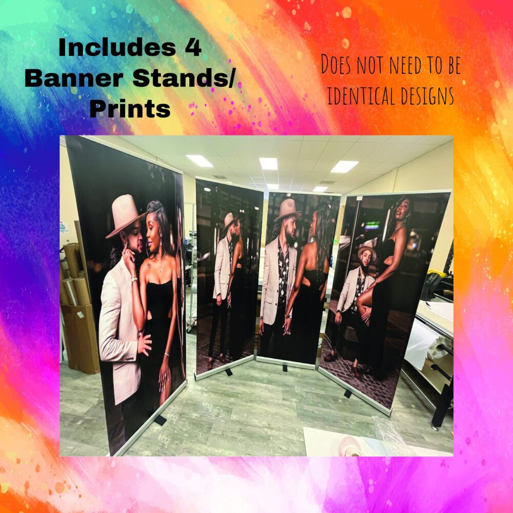 Combo Of 4 | Custom Wedding Retractable Banner Stands Included Stand Baby Shower Graduations Free Shipping
