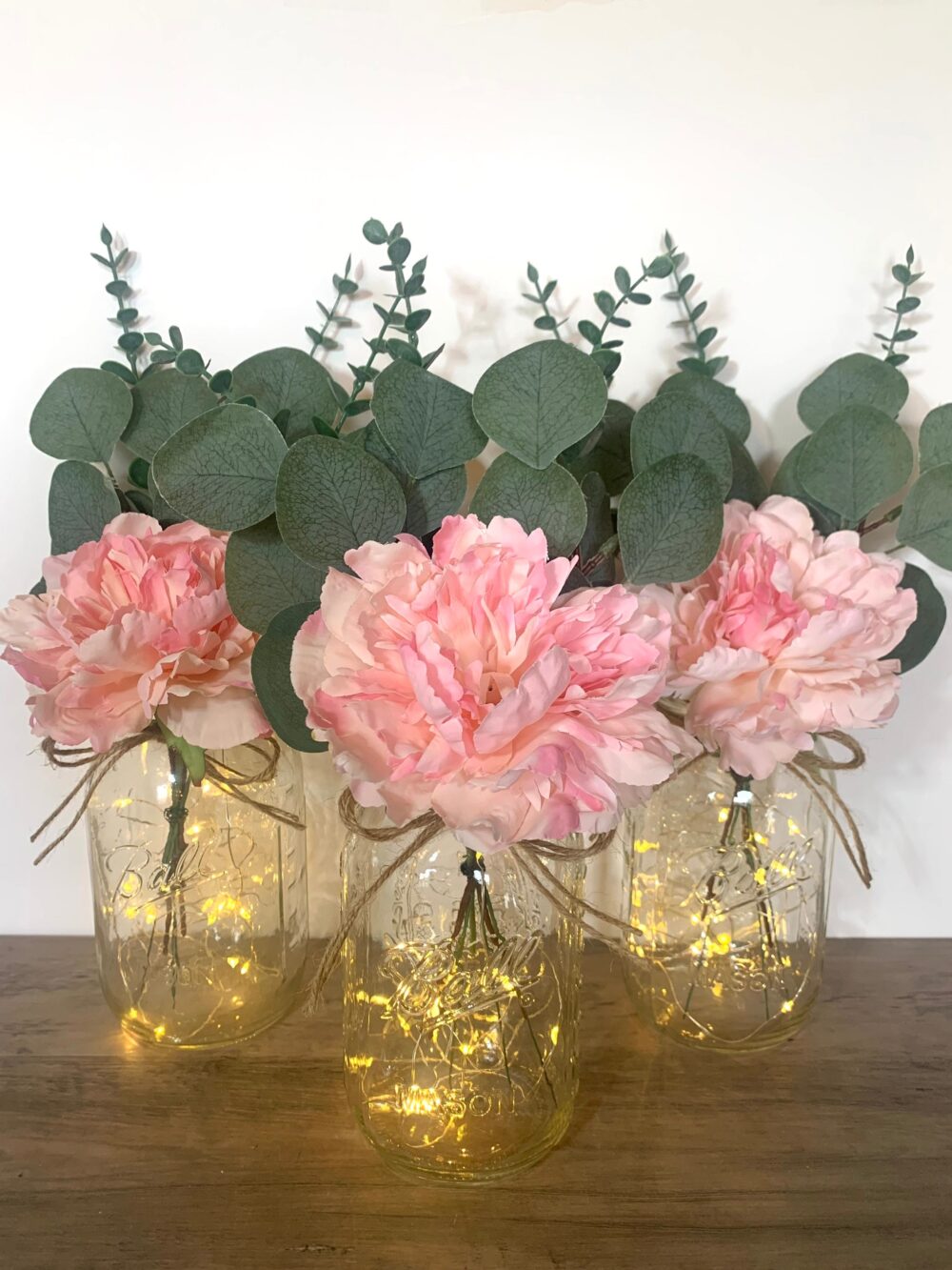Baby Shower Centerpiece in Bloom Girl Decor, Lighted Mason Jar Bridal Decor