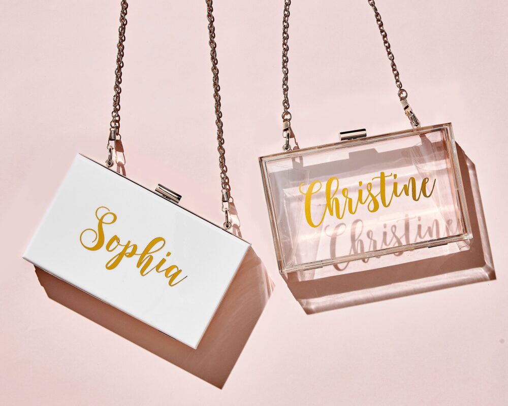 Bridesmaid Clutch, Proposal Gifts For Her, Bachelorette Party Purse, Personalized Acrylic Maid Of Honor Gift Mother's Day