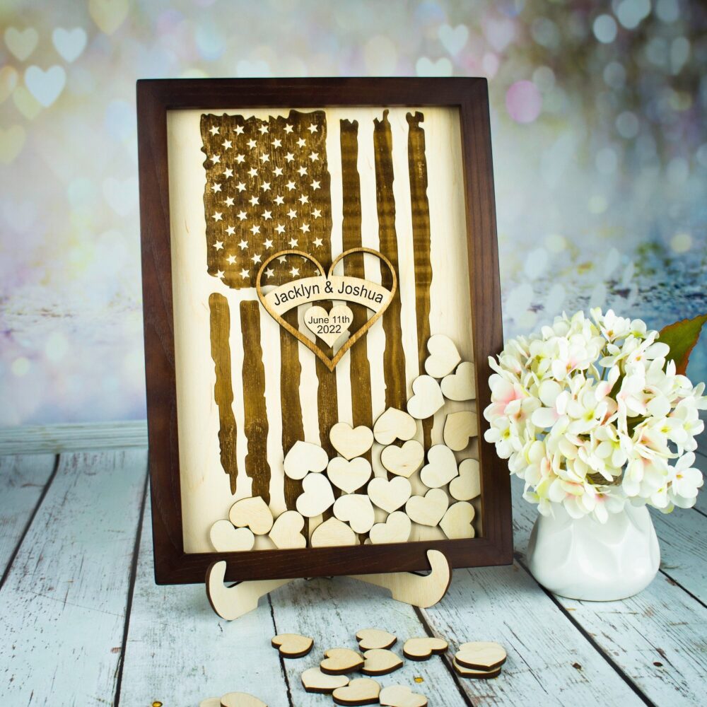 American Flag Wedding Guest Book Patriotic Wedding Guestbook Alternative Grunge