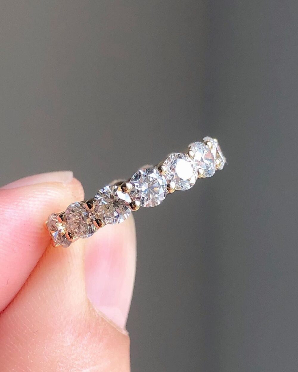 Delicate 3.0mm Round Cut Wedding Band, Moissanite Band, 3/4Th Eternity Matching Band, Shared Prong Set Band, Stacking Band, Wedding Jewelry Gift