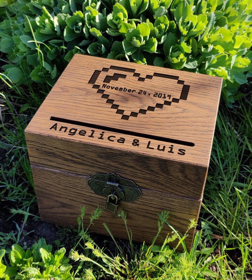Gamer Wedding Gift, Card Box Gift For Couples With Slot Offbeat Bride Rustic Wedding Décor Bride & Groom