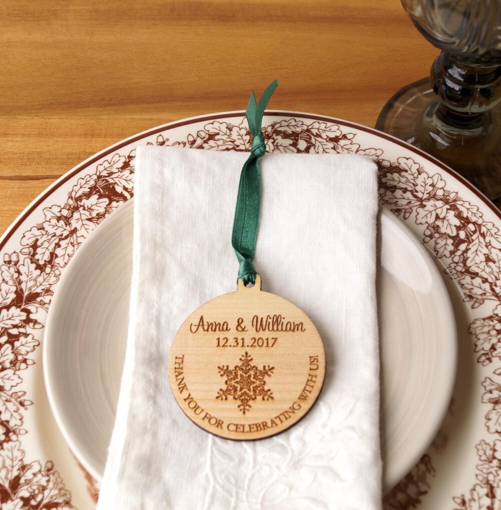 Winter Wedding Favors, Favor Ornaments, Wooden Snowflake Gifts For Guests, Ornaments