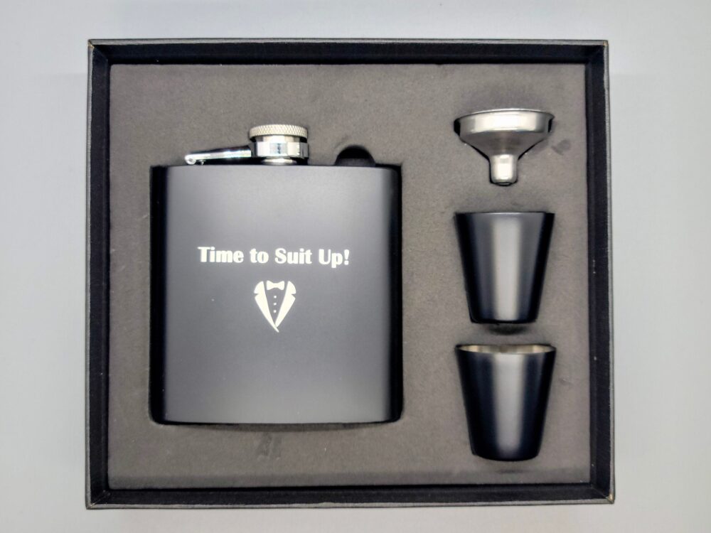 Groomsman Gift Box Flask Set Stainless Steel Personalized Custom Best Man For Him Mens Engraved