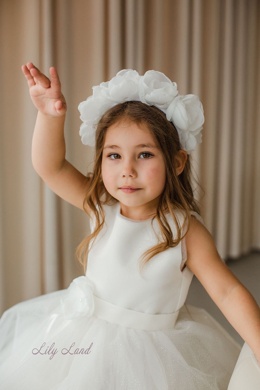 White Floral Wedding Bridesmaid Hair Accessories, Baby Flower Girl Headband, Birthday Princess Prom Grown, First Communion Ornament