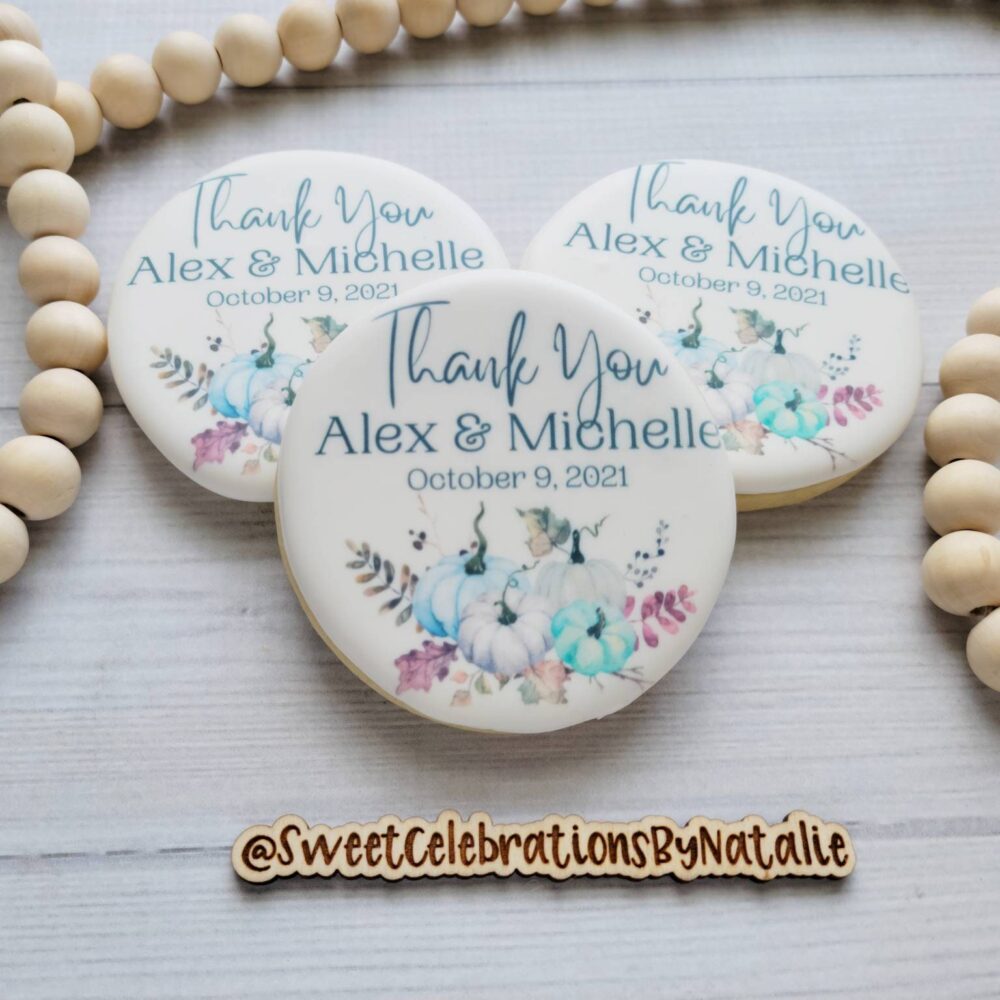 Pumpkin Cookies Thank You Wedding Custom Printed Cookie Favor